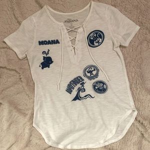 Disney Moana Front Laced V-Neck T-shirt